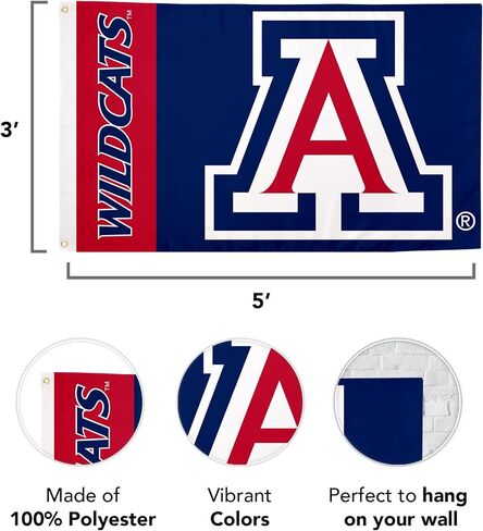 Desert Cactus University of Arizona Flag Wildcats UA Flags Banners 100% Polyester Indoor Outdoor 3x5 (Team Name) in Saudi Arabia
