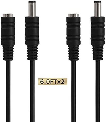 VCE 6FT 2.1 مم × 5.5 مم تيار مستمر كابل تمديد محول الطاقة ذكر إلى أنثى تيار مستمر سلك تمديد لكاميرا IP لاسلكية 12 فولت CCTV، LED، سيارة (عبوة من قطعتين) in Kuwait