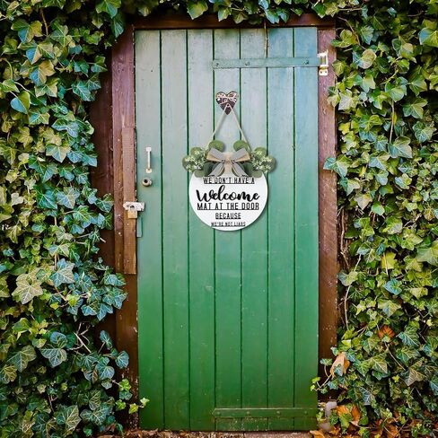 CHDITB ليس لدينا سجادة ترحيب عند الباب لأننا لسنا كذابين إكليلًا (11.42 بوصة × 11.42 بوصة)، لافتة ترحيب ثلاثية الأبعاد مضحكة مع أوراق الأوكالبتوس المدفوعة الأجر، ديكور للتدفئة المنزلية لمدخل الشرفة in Kuwait