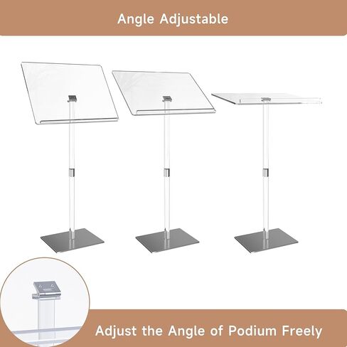 Podium Stand - Portable Podium Stand Hostess Stand Angle Adjustable, Modern Acrylic Lecterns Podium Pulpits for Churches, Concert, Classroom, Speech, Wedding Podium, Conference podium (Small) in Saudi Arabia
