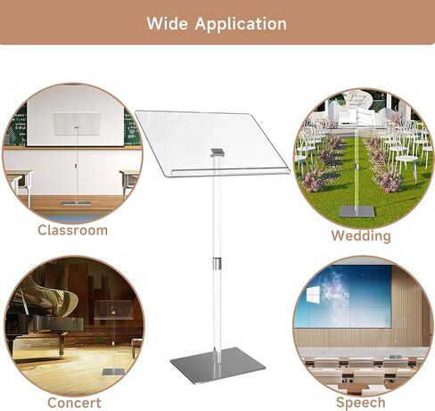 Podium Stand - Portable Podium Stand Hostess Stand Angle Adjustable, Modern Acrylic Lecterns Podium Pulpits for Churches, Concert, Classroom, Speech, Wedding Podium, Conference podium (Small) in Saudi Arabia