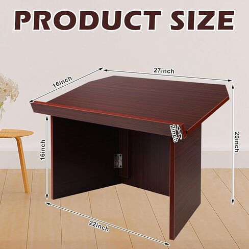Foldable Tabletop Portable Podium Desktop Lectern Folding Classroom Presentation Podium Stand Teacher Speaker Desk Lectern Wood Computer Laptop Book Holder (Brick Red) in Kuwait