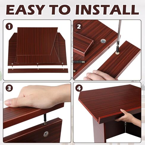 Foldable Tabletop Portable Podium Desktop Lectern Folding Classroom Presentation Podium Stand Teacher Speaker Desk Lectern Wood Computer Laptop Book Holder (Brick Red) in Kuwait