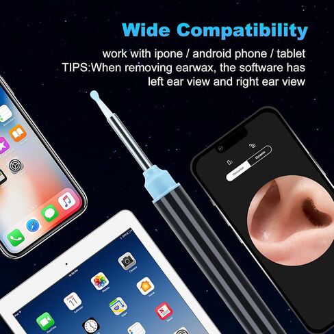 Ear Wax Removal-Ear Wax Removal Tool Camera with Light for Baby Adult,Hall Switch, Waterproof,3 Pcs Ear Set,Ear Cleaner for iOS & Android in Saudi Arabia