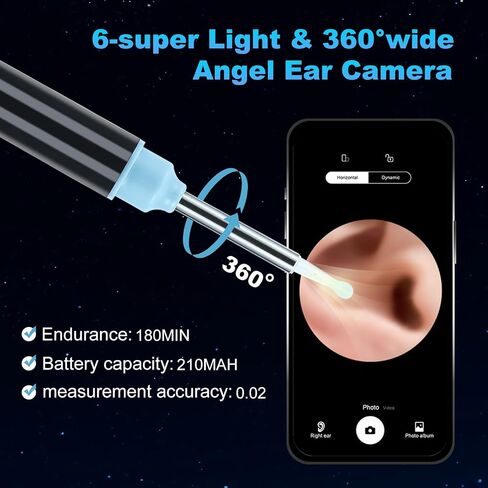 Ear Wax Removal-Ear Wax Removal Tool Camera with Light for Baby Adult,Hall Switch, Waterproof,3 Pcs Ear Set,Ear Cleaner for iOS & Android in Saudi Arabia