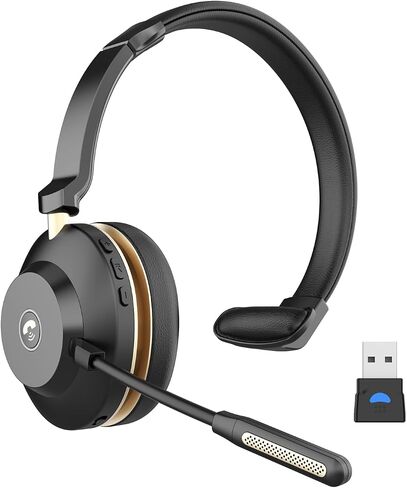 Bluetooth Headset v5.3,45Hrs Wireless Headset with Mic for Work,QCC Chip Trucker Bluetooth Headset Noise Canceling,USB Dongle & Mute Button, for Pc/Mobile Phones/Skype/Zoom/Office in Saudi Arabia