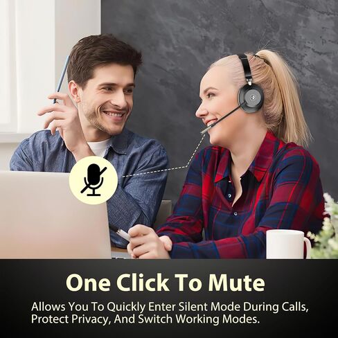 Bluetooth Headset v5.3,45Hrs Wireless Headset with Mic for Work,QCC Chip Trucker Bluetooth Headset Noise Canceling,USB Dongle & Mute Button, for Pc/Mobile Phones/Skype/Zoom/Office in Saudi Arabia