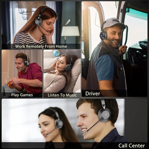 Bluetooth Headset v5.3,45Hrs Wireless Headset with Mic for Work,QCC Chip Trucker Bluetooth Headset Noise Canceling,USB Dongle & Mute Button, for Pc/Mobile Phones/Skype/Zoom/Office in Saudi Arabia