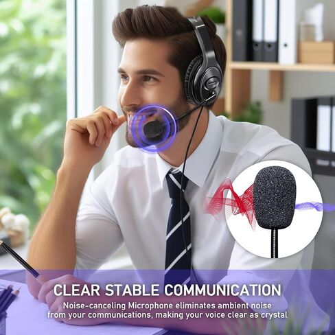 USB Headset with Mic for Computer Laptop, Wired Headset with Noise-canceling Microphone for Office Call Center Work from Home Meeting Call Skype Zoom Dargon Dictation in Saudi Arabia