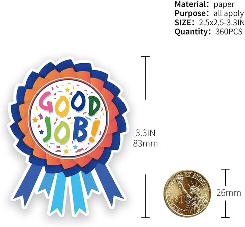 360 PCS Reward Stickers for Kids, 40 Sheets Incentive Stickers with 9 Medal Designs, Teacher Supplies for Classroom Motivational Stickers for Students with Encouraging Words in Saudi Arabia