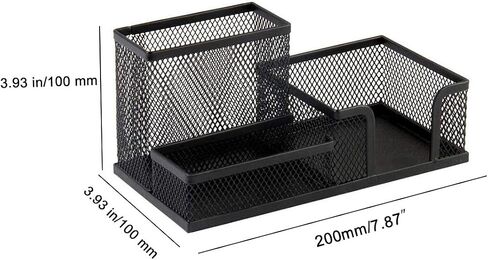 Corner Cabin Mesh Desk Office Organizer for Paper Clip, Mesh Desk Organizer, 3 in 1 Metal Pen Holder Office Supplies Caddy for Paper Clip, Sticky Note, Pen(3 Compartments, Black) in Saudi Arabia