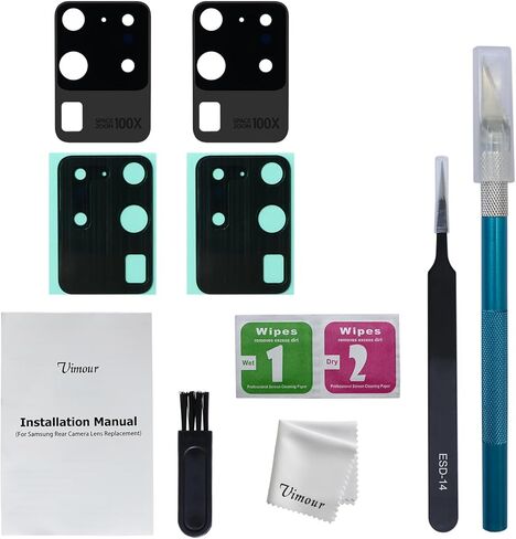 2 Pieces OEM Rear Camera Glass Lens Replacement for Samsung Galaxy S20 Ultra with Pre-Installed Adhesive and Repair Toolkit in Kuwait
