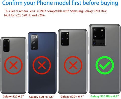 2 Pieces OEM Rear Camera Glass Lens Replacement for Samsung Galaxy S20 Ultra with Pre-Installed Adhesive and Repair Toolkit in Kuwait