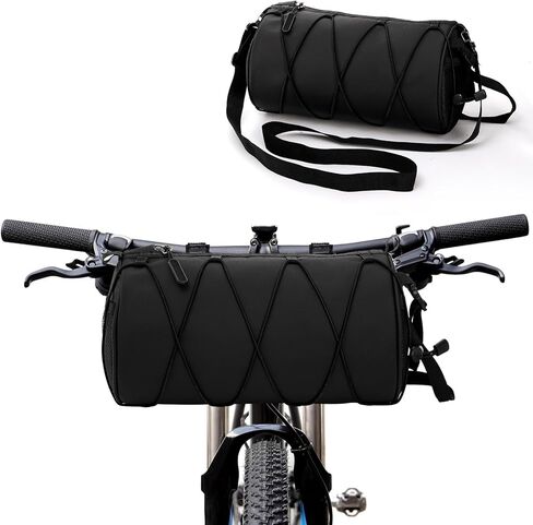 Suwimut Bike Handlebar Bag, Outdoor Small Bicycle Front Frame Storage Bag, 4.2L Handy Bike Front Bag Handlebar Storage Pouch Pack with Shoulder Strap for Mountain Road Bike Cycling Travel - Black in Saudi Arabia