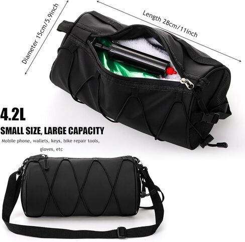 Suwimut Bike Handlebar Bag, Outdoor Small Bicycle Front Frame Storage Bag, 4.2L Handy Bike Front Bag Handlebar Storage Pouch Pack with Shoulder Strap for Mountain Road Bike Cycling Travel - Black in Saudi Arabia