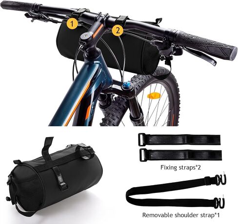Suwimut Bike Handlebar Bag, Outdoor Small Bicycle Front Frame Storage Bag, 4.2L Handy Bike Front Bag Handlebar Storage Pouch Pack with Shoulder Strap for Mountain Road Bike Cycling Travel - Black in Saudi Arabia