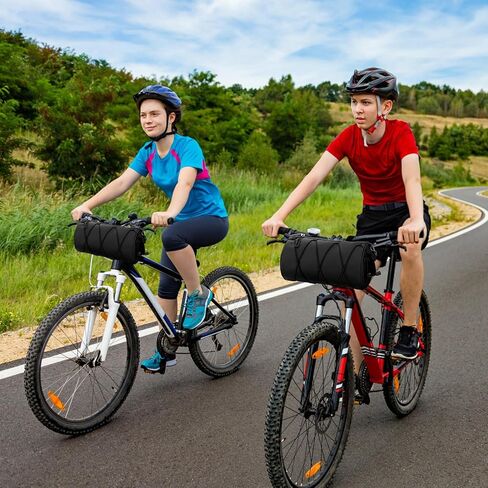 Suwimut Bike Handlebar Bag, Outdoor Small Bicycle Front Frame Storage Bag, 4.2L Handy Bike Front Bag Handlebar Storage Pouch Pack with Shoulder Strap for Mountain Road Bike Cycling Travel - Black in Saudi Arabia