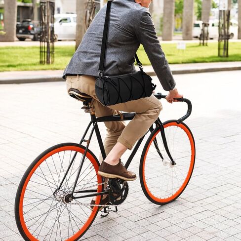 Suwimut Bike Handlebar Bag, Outdoor Small Bicycle Front Frame Storage Bag, 4.2L Handy Bike Front Bag Handlebar Storage Pouch Pack with Shoulder Strap for Mountain Road Bike Cycling Travel - Black in Saudi Arabia