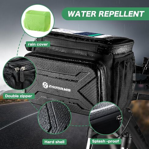 حقيبة مقود الدراجة مع محول المقود، حقيبة أمامية لسلة دراجة مقاومة للماء سعة 5.5 لتر مع حامل هاتف بشاشة تعمل باللمس، حقيبة تخزين عاكسة للدراجة مع حزام كتف للدراجات والدراجات الإلكترونية in Kuwait