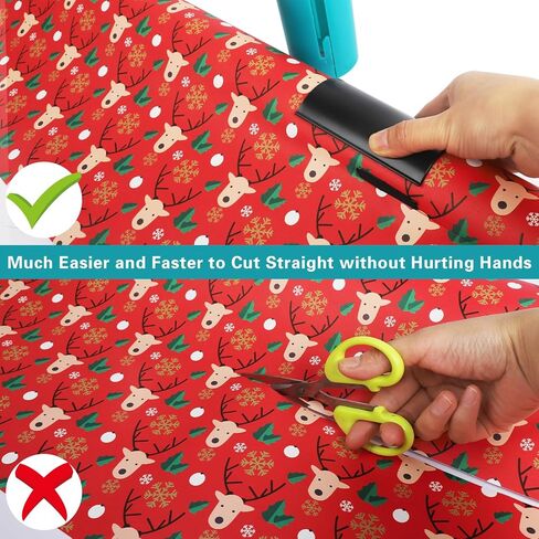 Hoedia عيد الميلاد ورق التغليف القاطع - مجموعة من 2 أنبوب أداة قطع لف الهدايا، قطع ورق التغليف المنزلق، قطع لف الهدايا المنزلقة سهلة وآمنة لورق تغليف العطلات in Kuwait