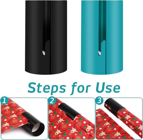 Hoedia عيد الميلاد ورق التغليف القاطع - مجموعة من 2 أنبوب أداة قطع لف الهدايا، قطع ورق التغليف المنزلق، قطع لف الهدايا المنزلقة سهلة وآمنة لورق تغليف العطلات in Kuwait