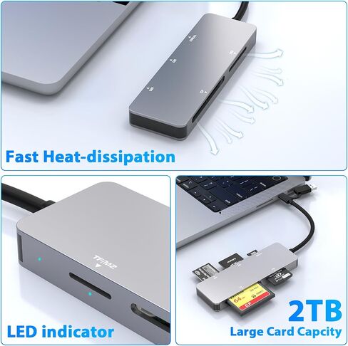 قارئ بطاقات SD متعدد، موصل مزدوج USB C USB 3.0 محول قارئ بطاقات الذاكرة لـ SD SDXC SDHC TF Micro SD CF MS MMC بطاقة ذاكرة الكاميرا XD قارئ بطاقات 5 جيجابت في الثانية قراءة 5 بطاقات التوصيل والتشغيل في وقت واحد in Saudi Arabia