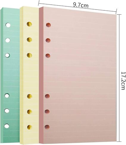 Chris.W A5 Refills Paper, 3 Pack 40 Sheets A5 Colorful Grid Binder Paper, 3 Pcs Binder Pockets, 1 Page Marker - 6 Hole Notebook Inserts for 6 Ring Refillable A5 Binder Notebook Planner in Saudi Arabia