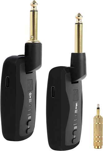 Mr.Power 2.4 جيجا هرتز نظام استقبال إرسال الجيتار اللاسلكي، قابس تصميم صامت 18 قناة 6 ساعات التحمل قابلة لإعادة الشحن للجيتار الكهربائي باس الكمان لوحة المفاتيح الغيتار اللاسلكي أمبير in Kuwait