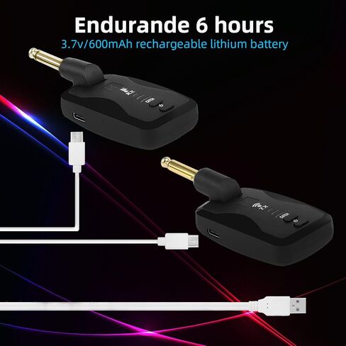 Mr.Power 2.4 جيجا هرتز نظام استقبال إرسال الجيتار اللاسلكي، قابس تصميم صامت 18 قناة 6 ساعات التحمل قابلة لإعادة الشحن للجيتار الكهربائي باس الكمان لوحة المفاتيح الغيتار اللاسلكي أمبير in Kuwait