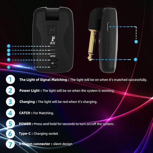 Mr.Power 2.4 جيجا هرتز نظام استقبال إرسال الجيتار اللاسلكي، قابس تصميم صامت 18 قناة 6 ساعات التحمل قابلة لإعادة الشحن للجيتار الكهربائي باس الكمان لوحة المفاتيح الغيتار اللاسلكي أمبير in Kuwait