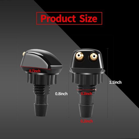 قطعتان من فوهات غسيل الزجاج الأمامي الأوتوماتيكية، رشاشات ذات فتحة مزدوجة، أدوات تنظيف متعددة الوظائف، أدوات تنظيف زجاج السيارة، عالمية لمعظم السيارات والشاحنات والشاحنات الصغيرة (أسود) in Kuwait