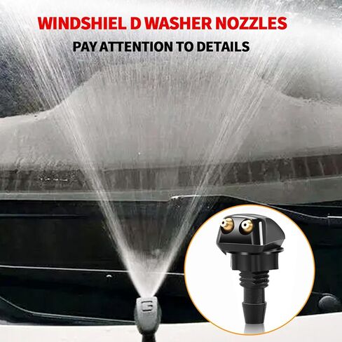 قطعتان من فوهات غسيل الزجاج الأمامي الأوتوماتيكية، رشاشات ذات فتحة مزدوجة، أدوات تنظيف متعددة الوظائف، أدوات تنظيف زجاج السيارة، عالمية لمعظم السيارات والشاحنات والشاحنات الصغيرة (أسود) in Kuwait