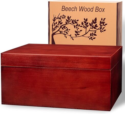 HKG Deluxe- Large Memory Wooden Box with Hinged Lid Beech Wood 11'5x8'5x5'5 Hand-Crafted Decorative Wood Storage Treasure Box for Keepsakes or Recipes in Saudi Arabia