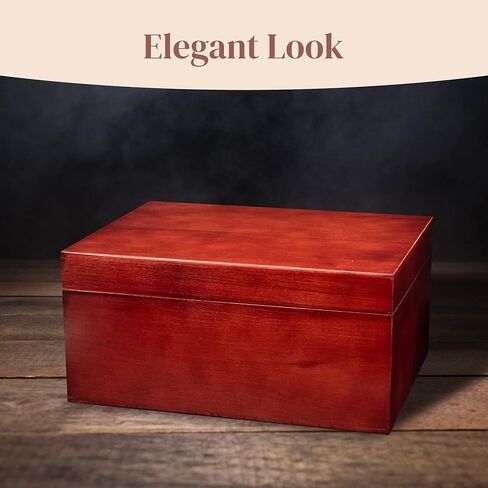 HKG Deluxe- Large Memory Wooden Box with Hinged Lid Beech Wood 11'5x8'5x5'5 Hand-Crafted Decorative Wood Storage Treasure Box for Keepsakes or Recipes in Saudi Arabia