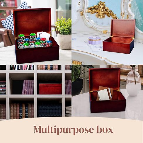 HKG Deluxe- Large Memory Wooden Box with Hinged Lid Beech Wood 11'5x8'5x5'5 Hand-Crafted Decorative Wood Storage Treasure Box for Keepsakes or Recipes in Saudi Arabia