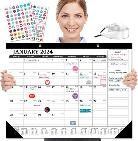 Umriox Large Desk Calendar, 18 Months 22" x 17" Desk Calendar, Runs from January 2024 to June 2025, 2024 Desk/Wall Calendar for School Work and Home Planner in Saudi Arabia