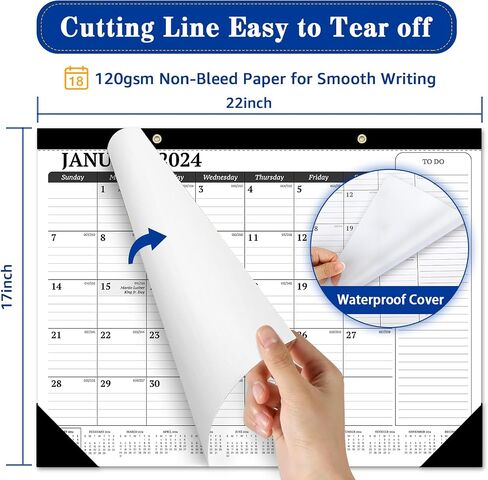 Umriox Large Desk Calendar, 18 Months 22" x 17" Desk Calendar, Runs from January 2024 to June 2025, 2024 Desk/Wall Calendar for School Work and Home Planner in Saudi Arabia