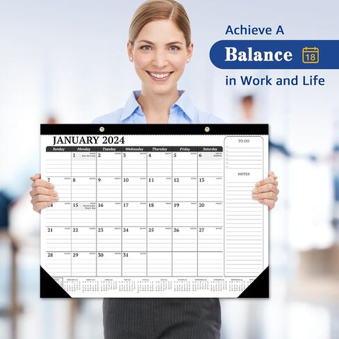 Umriox Large Desk Calendar, 18 Months 22" x 17" Desk Calendar, Runs from January 2024 to June 2025, 2024 Desk/Wall Calendar for School Work and Home Planner in Saudi Arabia
