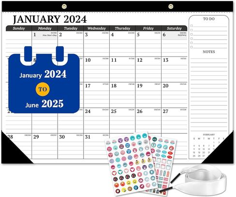 تقويم مكتب كبير من Umriox، 18 شهرًا 22 بوصة × 17 بوصة، تقويم مكتبي، يعمل من يناير 2024 إلى يونيو 2025، 2024 تقويم مكتب/جدار للعمل المدرسي ومخطط المنزل in Kuwait