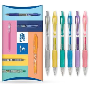Pilot G-2 Retractable Gel Ink Rollerball Pens - 0.7mm Nib Tip - Wallet Set of 6 - Metallic Tones
