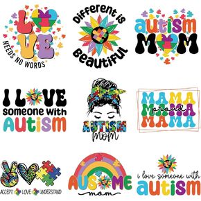4/9/12PCS Pocket Size,It's Okay to Be Different Iron On Transfer for Clothing, Autism Thermal Heat Transfer Decals, Stripes, T-shirt, Jeans, Backpacks (ASM-01)
