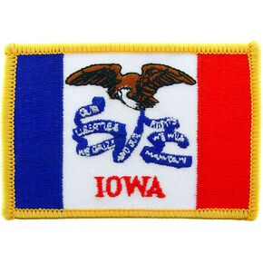 Iowa State Flag Rectangle Embroidered Patch, with Iron-On Adhesive