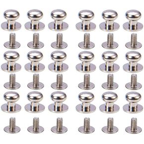 50Set Silver Alloy Round Head Button Studs Rivets Screwback Screw Back Spots Nail Repairs Replacement for DIY Leather Craft Belt Handbag Wallet Purse(7mm)