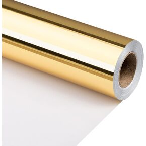 Merture Gold Wrapping Paper Roll - 17 In X 32.8 Ft(46.5 sqft) Metallic Gold Solid Color Gift Wrap for Christmas, Wedding, Birthday, Mothers Day, Baby Shower, Holidays
