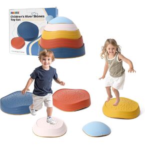 Balance Stepping Stones for Kids - 5pcs Vibrant and Nature-Themed Sensory Toys to Encourage Toddlers Balance & Gross Motor Skills for Indoor and Outdoor Play