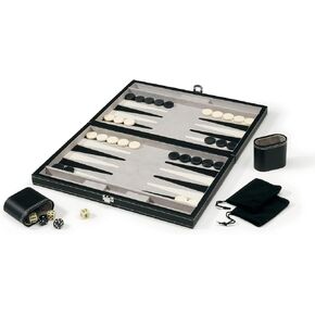 Mainstreet Classics by GLD Products 15-Inch Backgammon Board Game Set , Black/White