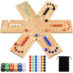 ثقوب أعمق و Garbles Garbles Original Original Wooden Disgravation Game ، محمولة لـ 2-6 لاعبين ، لعبة Wahoo مع 36 Marbles و 12 Dice للعائلة ، والأصدقاء ، والحفلات ، والسفر ، والتخييم