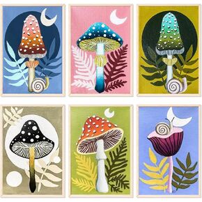YALKIN Paint by Numbers for Adults and Kids Beginner, Painting by Number Kits On Canvas,Without Frame DIY Color Oil Painting Acrylic Paints,Home Wall Decor（6 Pack 8x12 in）