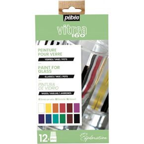 Pebeo Vitrea 160 Exploration Set Gloss 12 x 20ml, Assorted, 0.67 Fl Oz (Pack of 12)