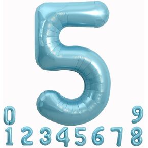 ترفع 40 بوصة فاتحة الأزرق الأزرق البالونات 0-9 ، رقم 1 رقمي 1 بالونات الهيليوم ، أزرق رقائق مايلار عدد البالونات الباستيل لعيد الميلاد للاحتفال بحفلات أعياد الميلاد